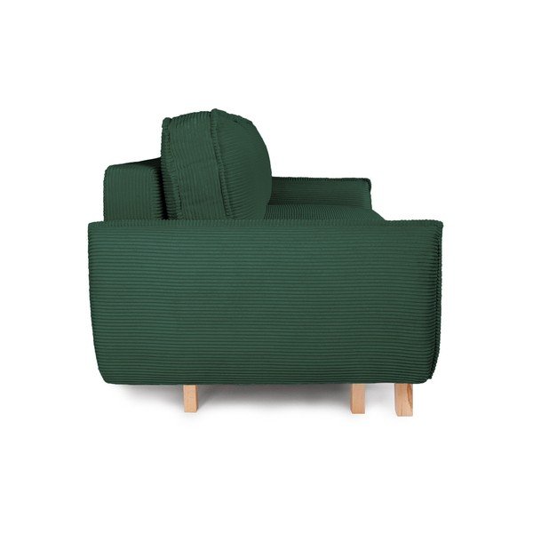 Ciemnozielona sztruksowa rozkładana/ze schowkiem sofa 218 cm Tori – Bonami Selection-image-2
