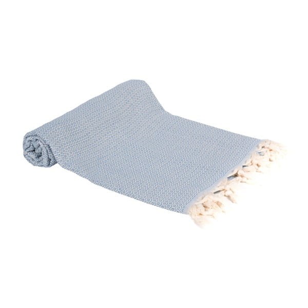 Jasnoniebieski ręcznik kąpielowy tkany ręcznie Ivy's Emel, 100x180 cm