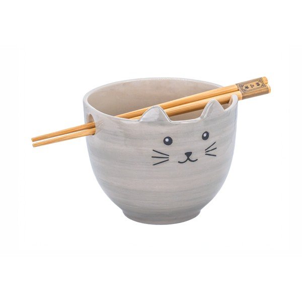 Szara kamionkowa miska 450 ml Cat – Sass & Belle