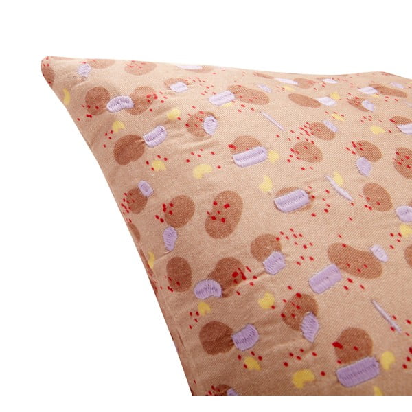 Beżowo-różowa bawełniana poduszka Hübsch Spot, 50x50 cm-image-2