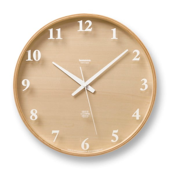 Brązowy zegar Lemnos Clock Snow, ⌀ 25,4 cm