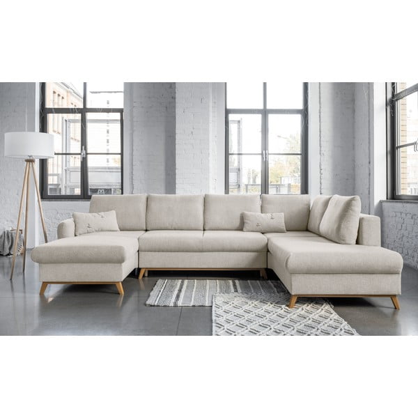 Beżowa rozkładana sofa w kształcie litery "U" Miuform Scandic Lagom, prawostronna-image-1