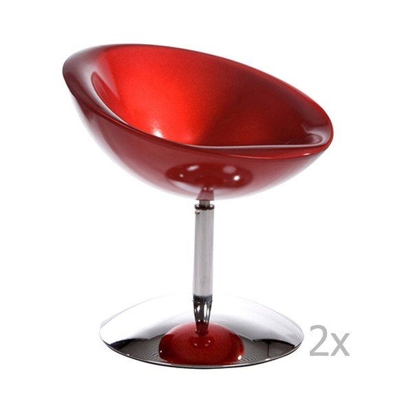 Zestaw 2 czerwonych krzeseł obrotowych Kokoon Design Bowl-image-1