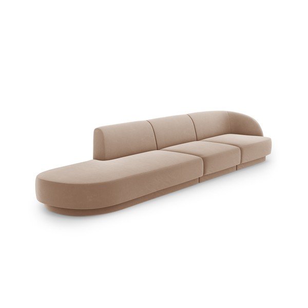 Beżowa aksamitna sofa 302 cm Miley – Micadoni Home-image-3