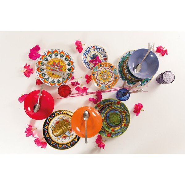 18-częściowy komplet kolorowych naczyń z porcelany i kamionki VDE Tivoli 1996 Renaissance-image-3