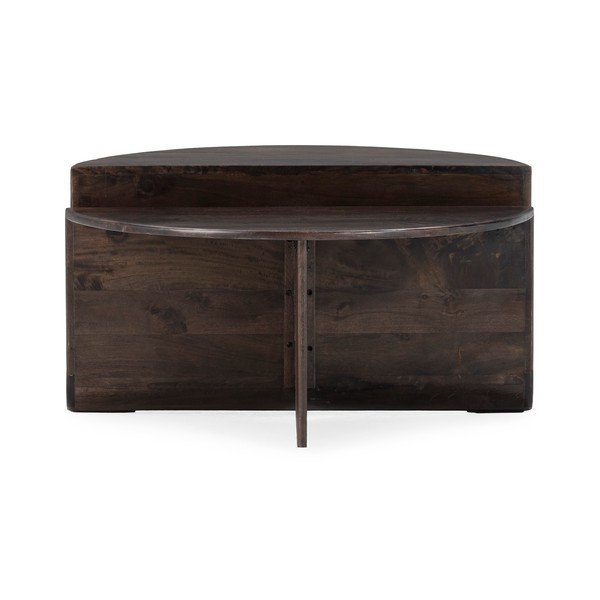 Ciemnobrązowy okrągły stolik z litego drewna mango ø 80 cm Divya – MOME-image-1