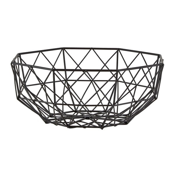 Czarny koszyk KJ Collection Lines, ⌀ 23,5 cm