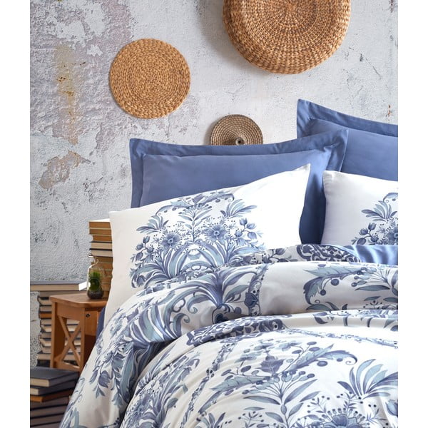 Pościel bawełniana z prześcieradłem Cotton Box Egina, 200x220 cm-image-1