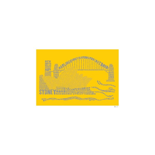 Plakat Sydney Yellow&Grey, 50x70 cm
