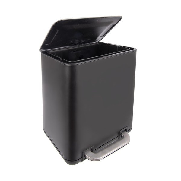 Czarny kosz na śmieci z pedałem ze stali nierdzewnej 20 l Black – Orion-image-2