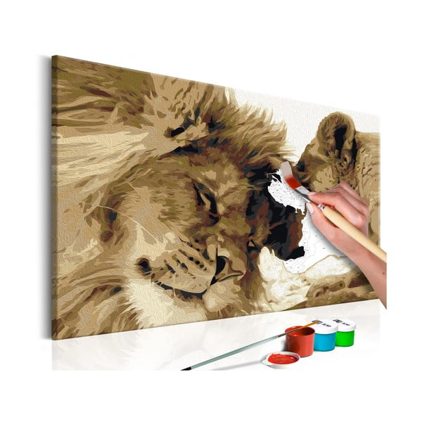 Zestaw płótna, farb i pędzli DIY Artgeist Lions Love, 60x40 cm