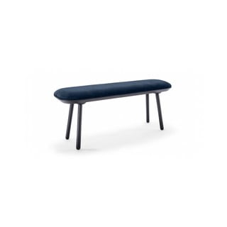 Niebiesko-czarna aksamitna ławka EMKO Naïve, 140 cm