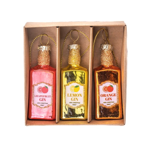 Szklane ozdoby świąteczne wykonane ręcznie zestaw 3 szt. ø 3 cm Gin Bottle – Sass & Belle-image-1