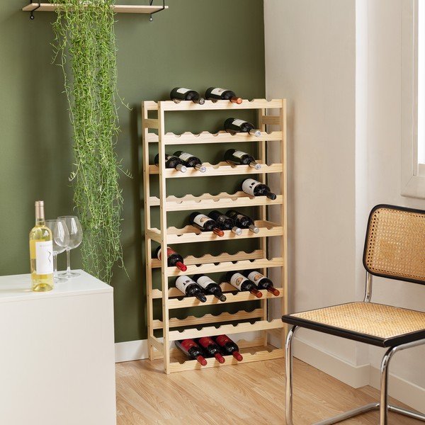 Regał na wino z litego drewna sosnowego w naturalnym kolorze liczba butelek 54 60x121x27 cm Luana – Compactor-image-1