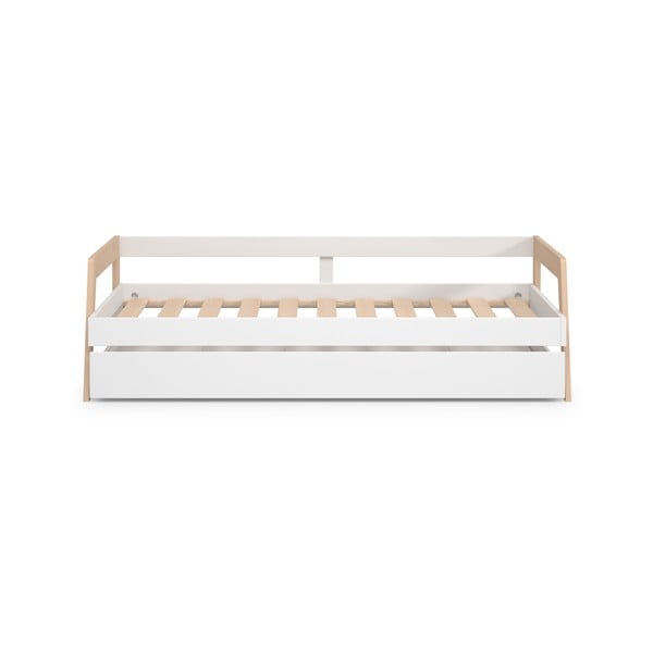 Białe łóżko dziecięce z drewna sosnowego z wysuwanym łóżkiem 90x200 cm Carrie – Marckeric