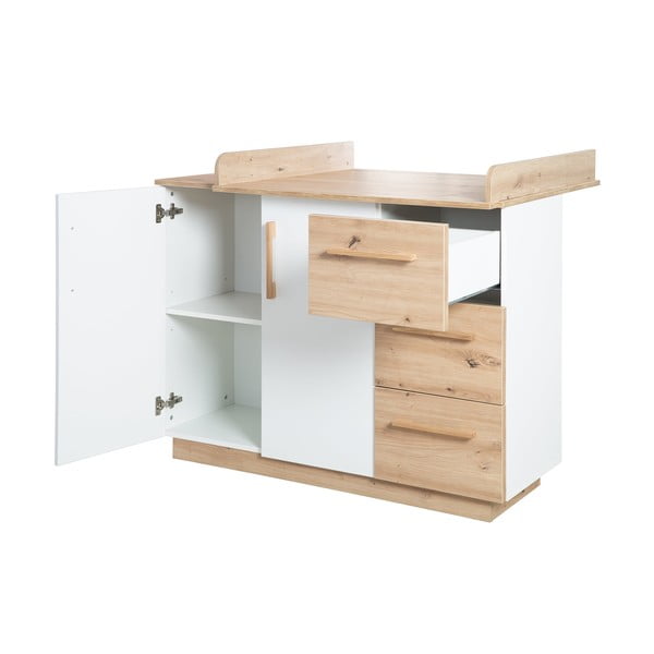 Biało-naturalna komoda dziecięca w dekorze dębu z przewijakiem 118x103x79 cm Lion – Roba-image-4