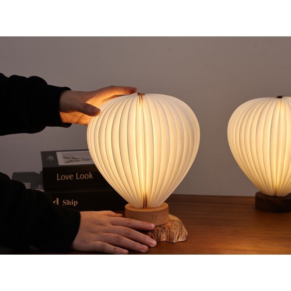 Biała lampa stołowa LED ze ściemniaczem i papierowym kloszem (wysokość 20 cm) Aeris – Gingko-image-3