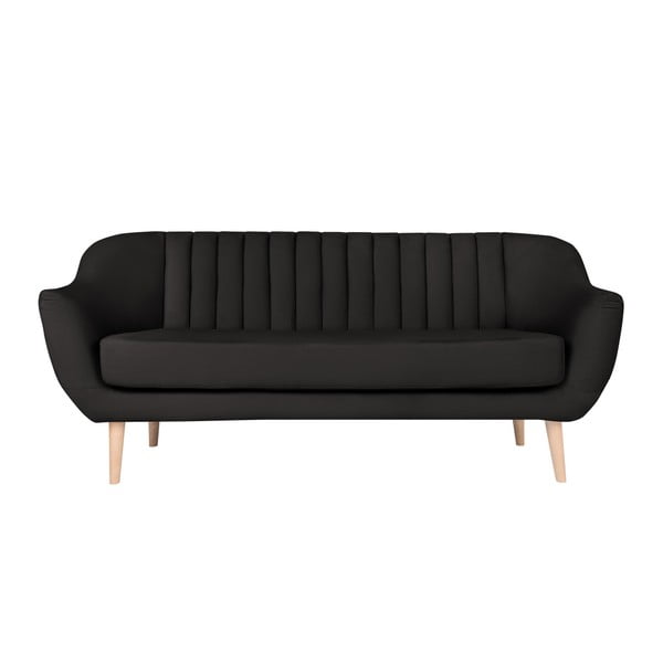 Czarna sofa 3-osobowa Micadoni Home Vincente