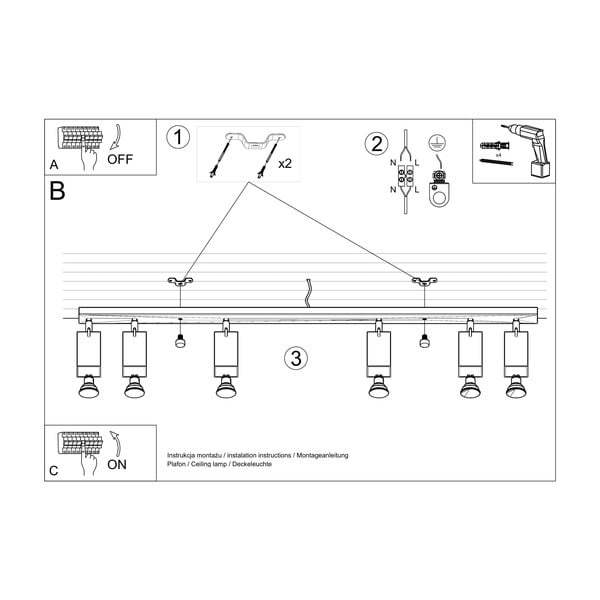 Czarna lampa sufitowa Sollux Toscana 6L-image-4