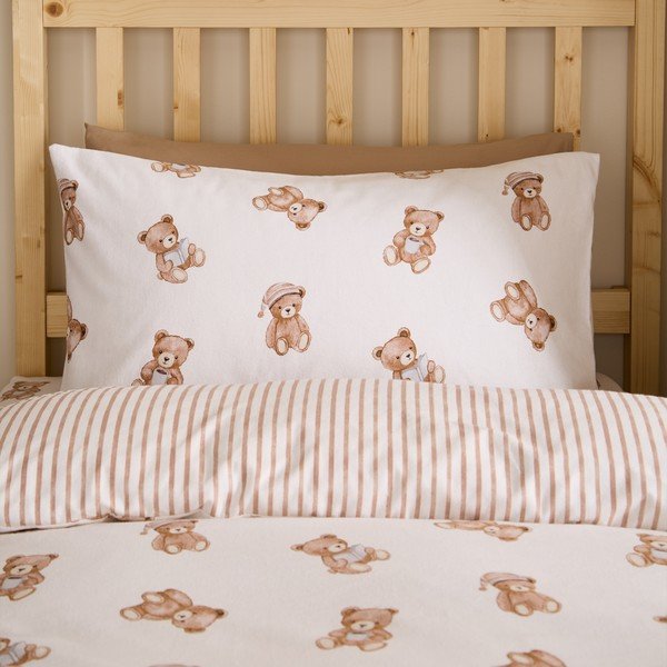 Kremowa flanelowa pościel dziecięca jednoosobowa 120x150 cm Brushed Teddy Bear – Catherine Lansfield-image-3