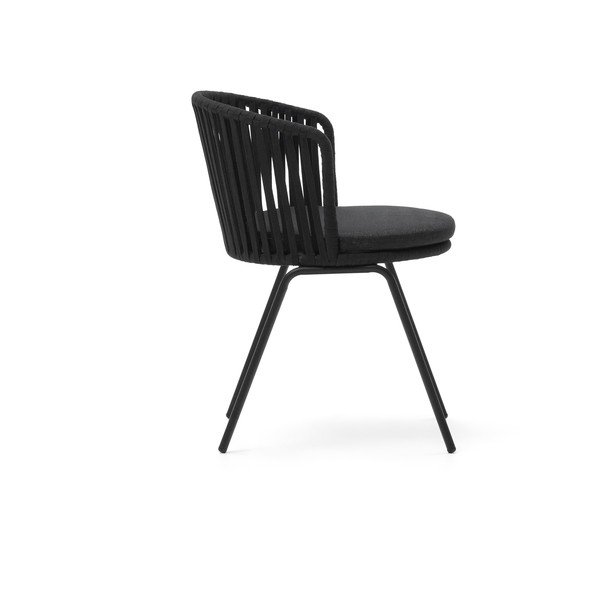 Czarne metalowe krzesło ogrodowe Saconca – Kave Home-image-3