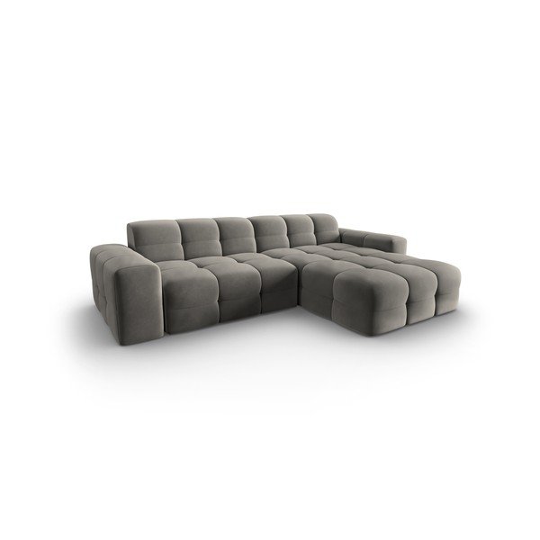 Szary aksamitny narożnik (prawostronny) Kendal – Micadoni Home-image-3