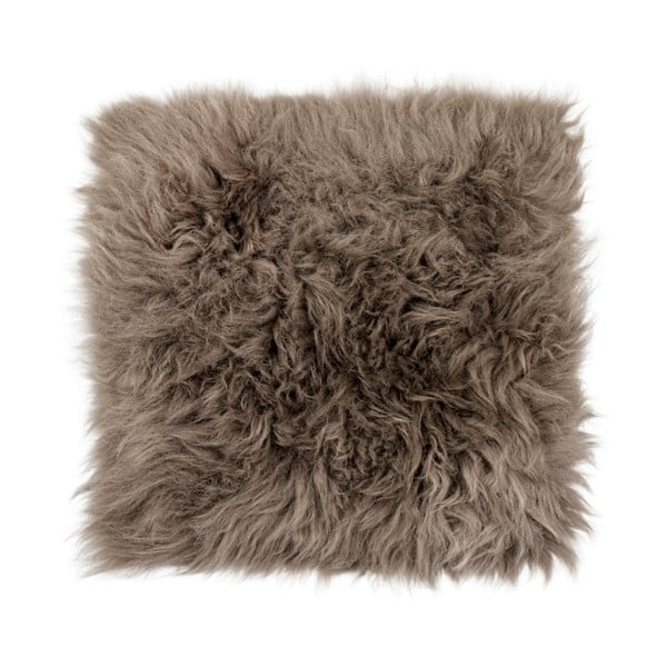 Szarobrązowa poduszka na krzesło z owczej skóry z długim włosiem Arctic Fur Milo, 37x37 cm
