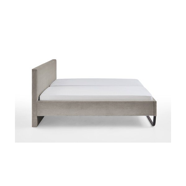 Szare/brązowe tapicerowane łóżko dwuosobowe bez stelaża 180x200 cm Swing – Meise Möbel-image-3