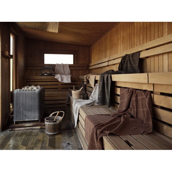 Szarobrązowy bawełniany ręcznik frotte 50x100 cm Sauna – Zone-image-1