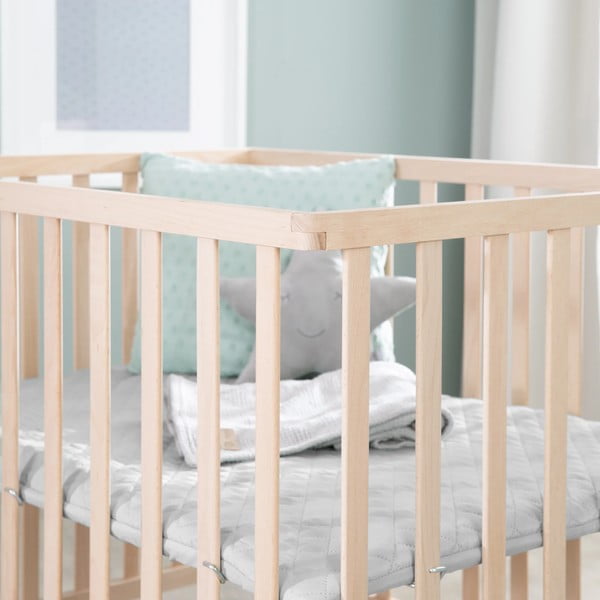 Szary kojec dla dzieci z litego drewna bukowego 75x100 cm Roba style – Roba-image-1