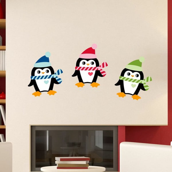 Zestaw 3 naklejek świątecznych Ambiance Christmas Penguins