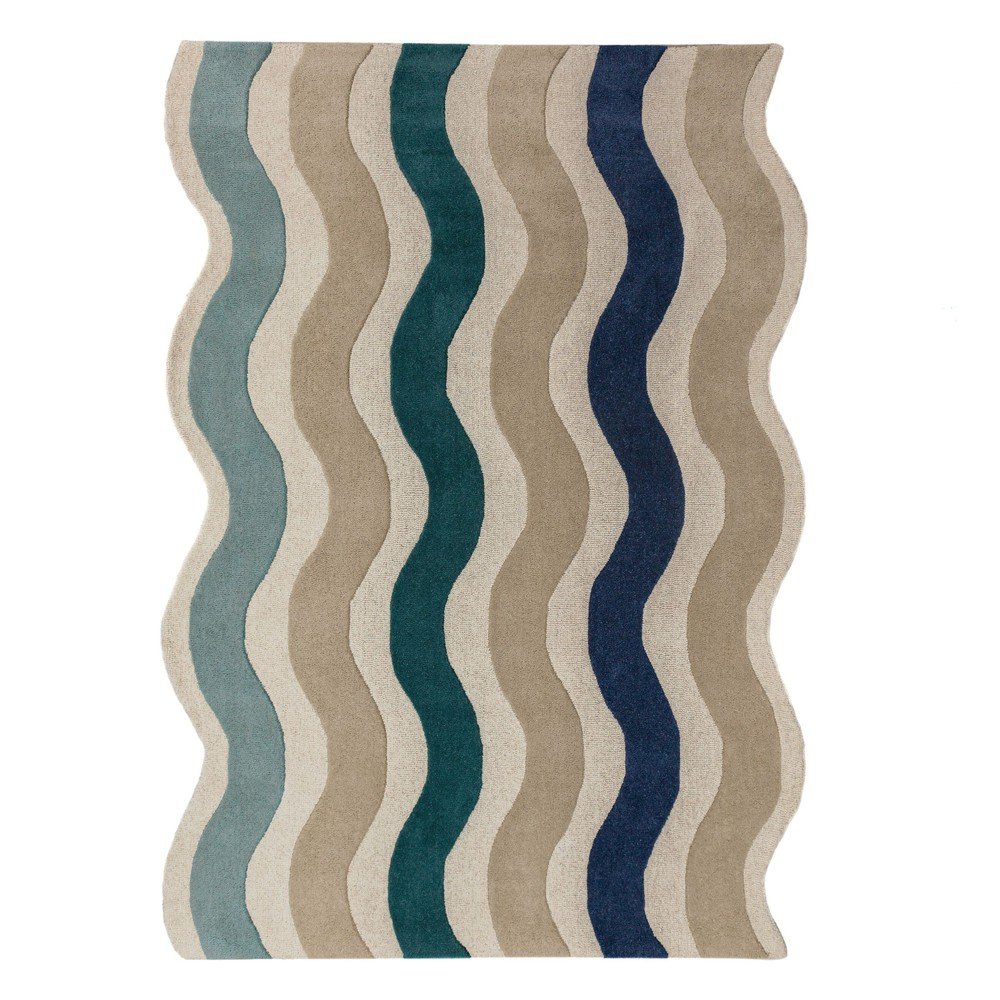 Niebieski wełniany dywan tkany ręcznie 200x290 cm Cascade Wool – Flair Rugs