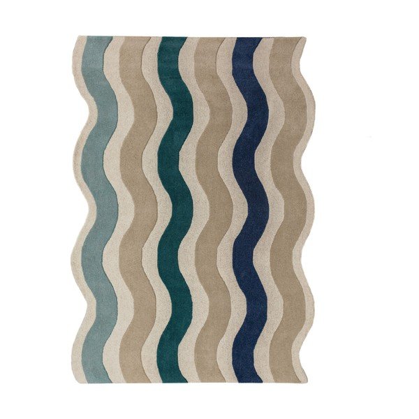 Niebieski wełniany dywan tkany ręcznie 140x200 cm Cascade Wool – Flair Rugs
