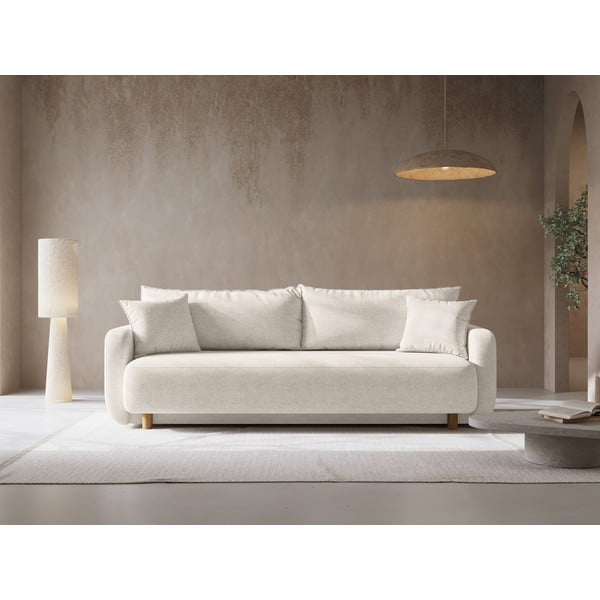 Kremowa rozkładana sofa ze schowkiem 231 cm Elen – Micadoni -image-1