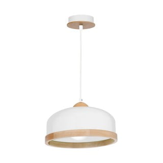 Biała lampa wisząca z drewnianymi detalami Studio Uno