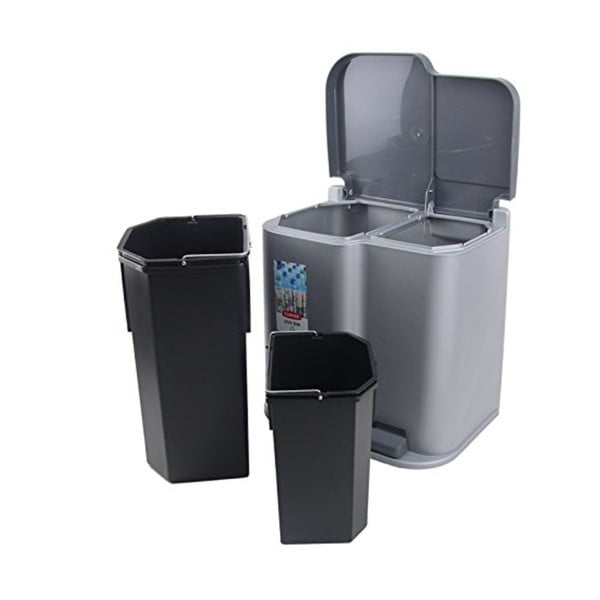 Szary kosz na śmieci na pedał Curver Duo, 21 l-image-2