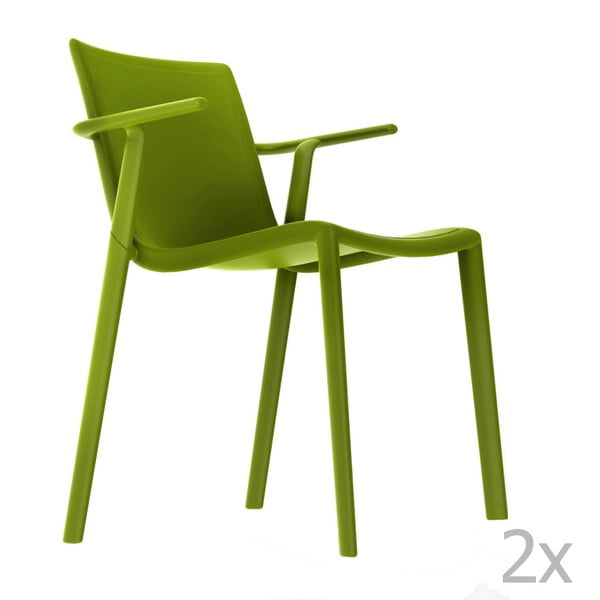 Zestaw 2 zielonych krzeseł ogrodowych z podłokietnikami Resol Kat