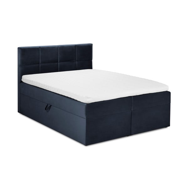Ciemnoniebieskie aksamitne łóżko 2-osobowe Mazzini Beds Mimicry, 160x200 cm
