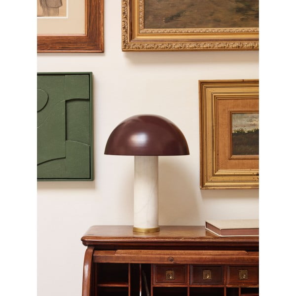 Biało-ciemnobrązowa marmurowa lampa stołowa z metalowym kloszem (wysokość 43 cm) Zorione – Kave Home-image-1