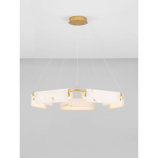 Kremowa/w kolorze mosiądzu lampa wisząca LED w dekorze marmuru ze ściemniaczem ø 93 cm Aider – Nova Luce-image-3