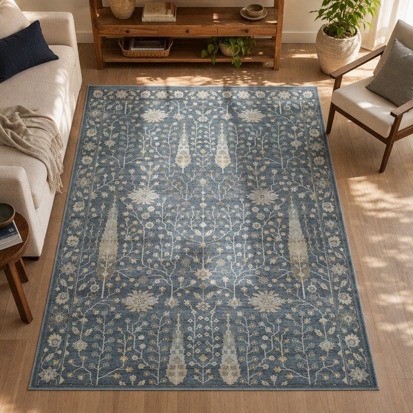 Niebieski dywan z wiskozy Universal Vintage Flowers, 120x170 cm-image-4