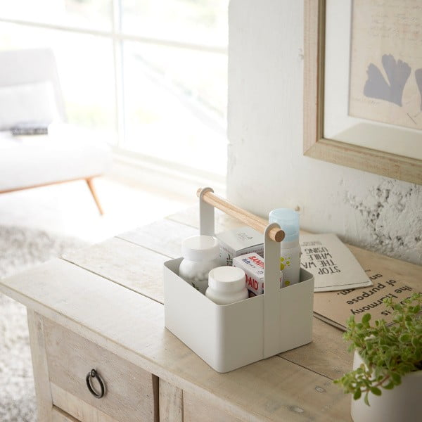 Biały pojemnik z uchwytem YAMAZAKI Tosca Tool Box S-image-1