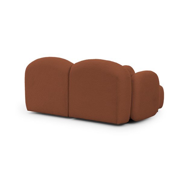 Narożnik z materiału bouclé (lewostronny/z szezlongiem) w kolorze terakoty Orbit – Ropez-image-3