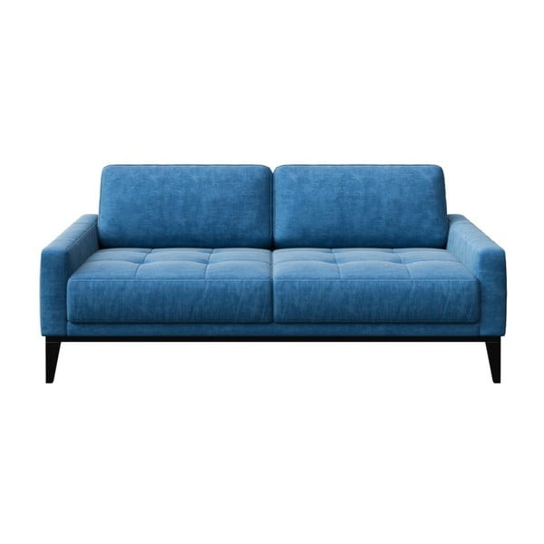 Niebieska sofa 2-osobowa z drewnianymi nogami MESONICA Musso Tufted