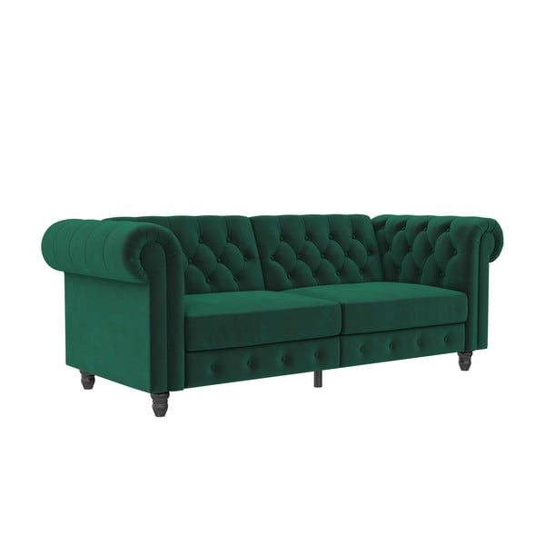 Ciemnozielona aksamitna rozkładana sofa 236 cm Felix – Støraa-image-2