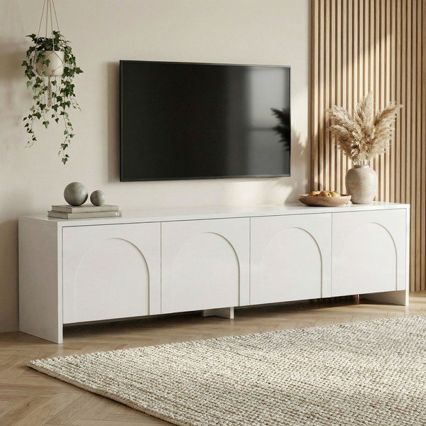 Biała szafka pod TV 180x45x32 cm Aurelia – Kalune Design-image-1