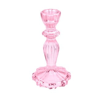 Wysoki różowy szklany świecznik – Rex London