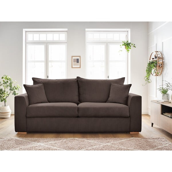 Brązowa sztruksowa rozkładana sofa 225 cm Augustin – Bobochic Paris-image-1