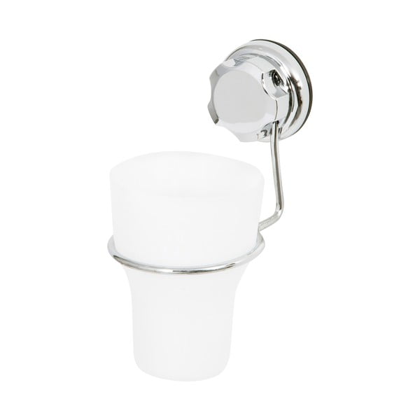 Samoprzylepny metalowy kubek na szczoteczki do zębów w kolorze srebra Bestlock Bath – Compactor-image-4