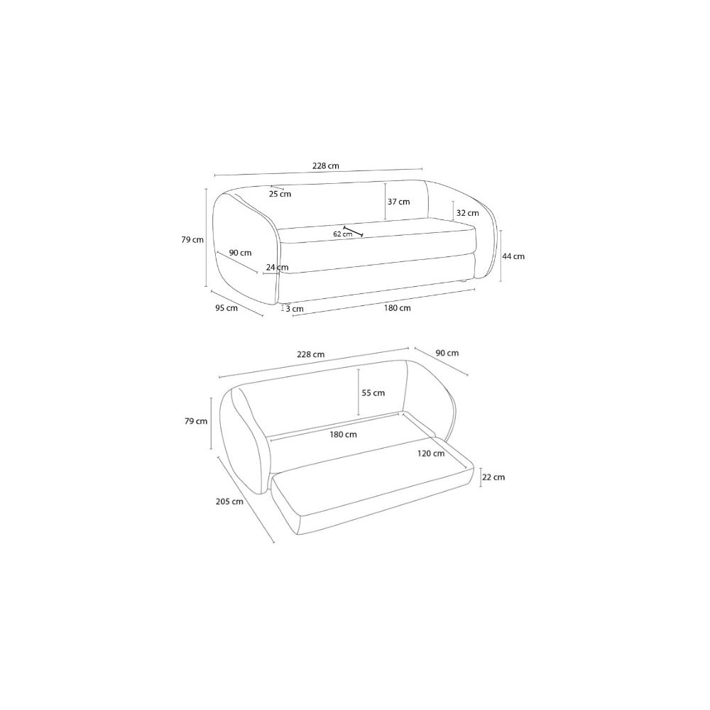 Pomarańczowa rozkładana sofa z tkaniny szenilowej 228 cm Neyo – Bobochic Paris (zdjęcie 7)